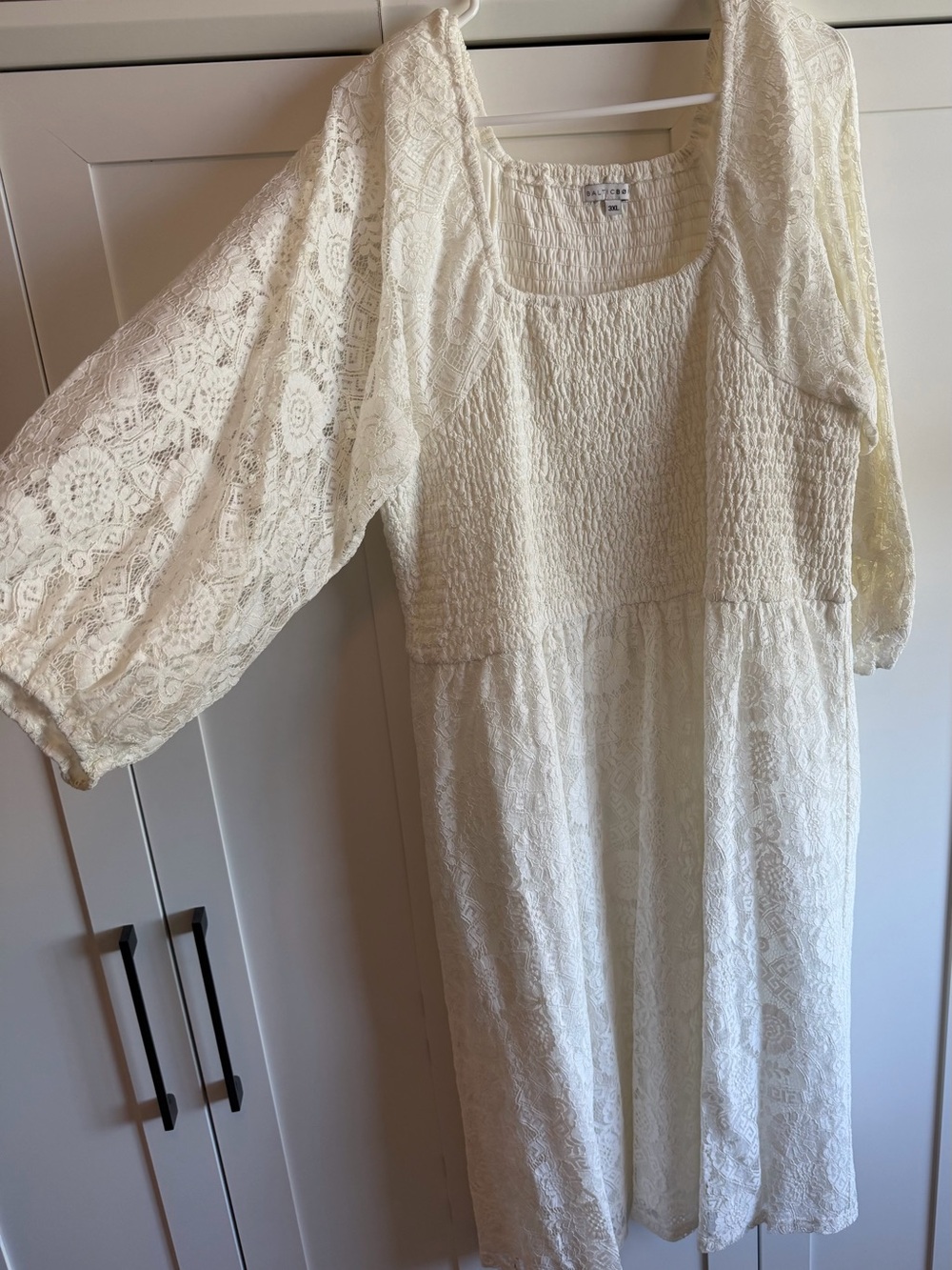 Baltic Born Ivory Lace Midi Dress - Smocked Bodice XXXL - Picture 2 of 7